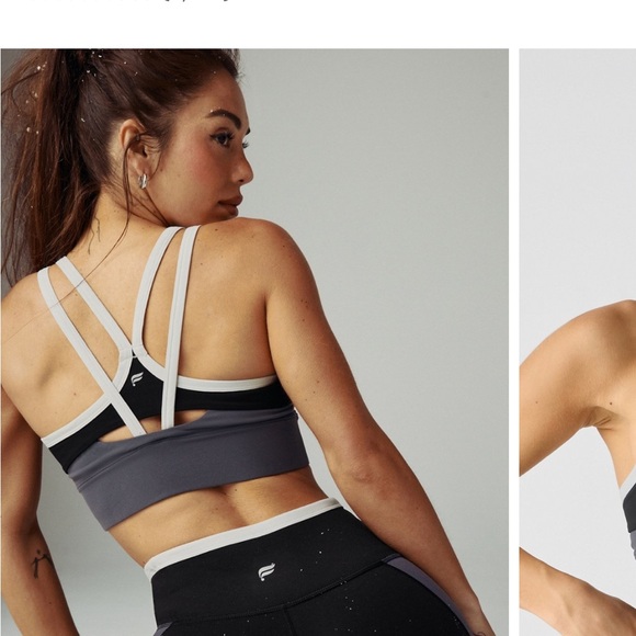 Brand new Fabletics Black High-Waist Leggings with White Trim and Gray Waistband - Picture 5 of 10